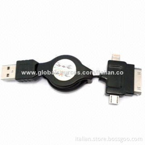 3-in-1 retractable data cable for Apple iPhone 5